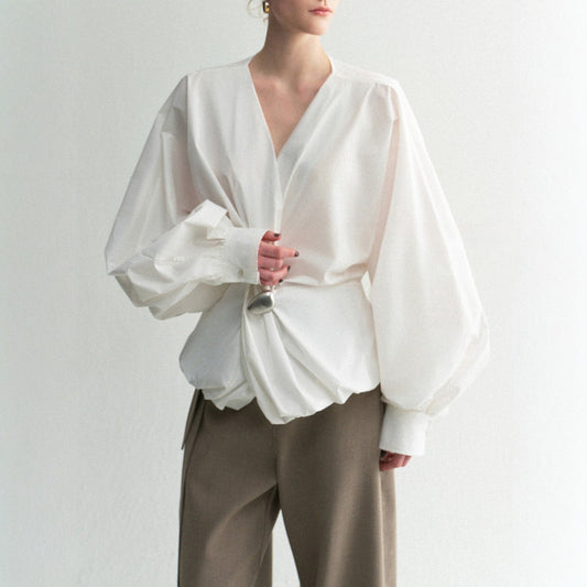 Spring Top Cotton Blend Asymmetrical Knot Design