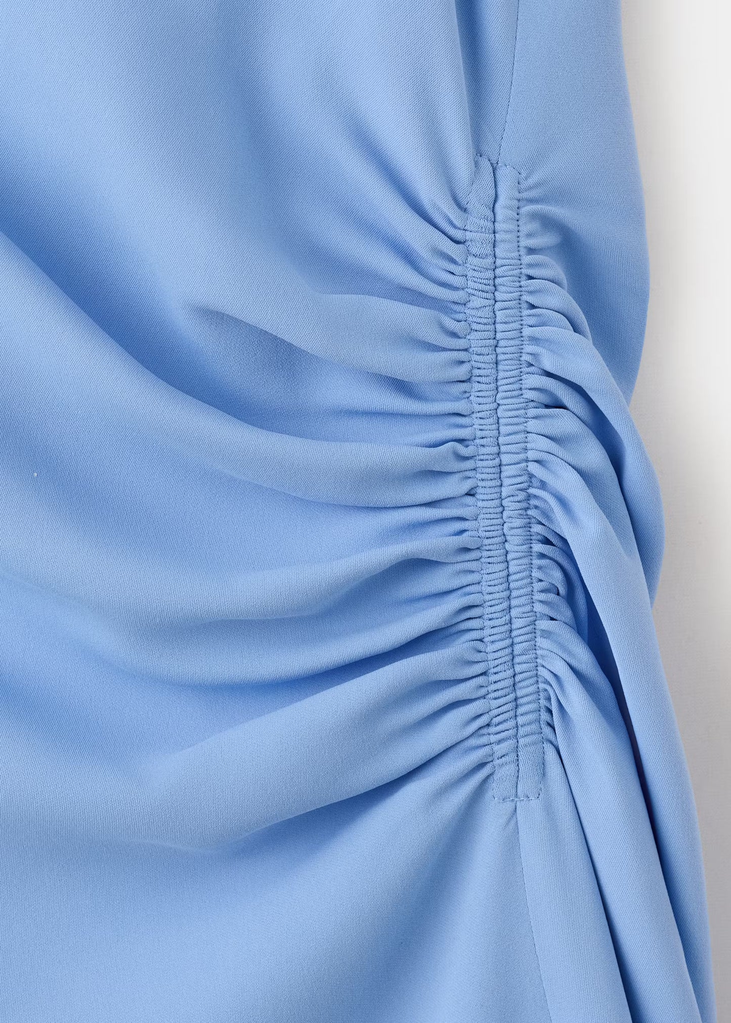 Draped neck dress with side ruching