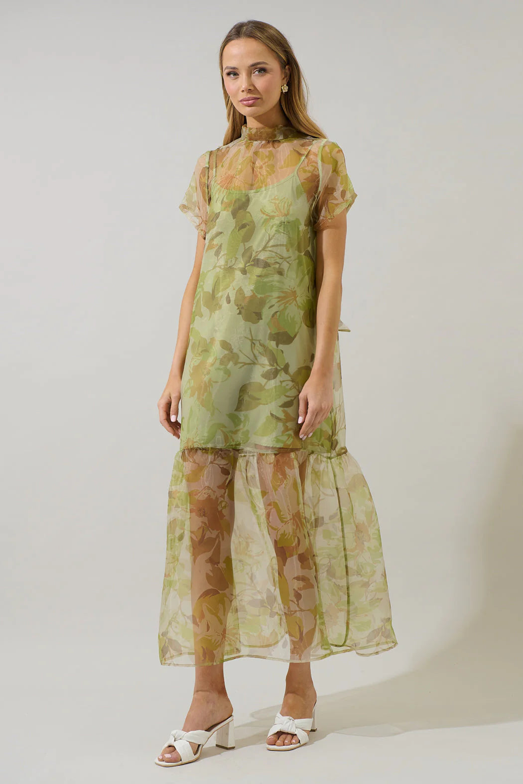 Floral Dime Organza Maxi Dress