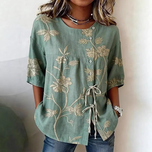 Women's Casual And Versatile Floral 3D Printed Top