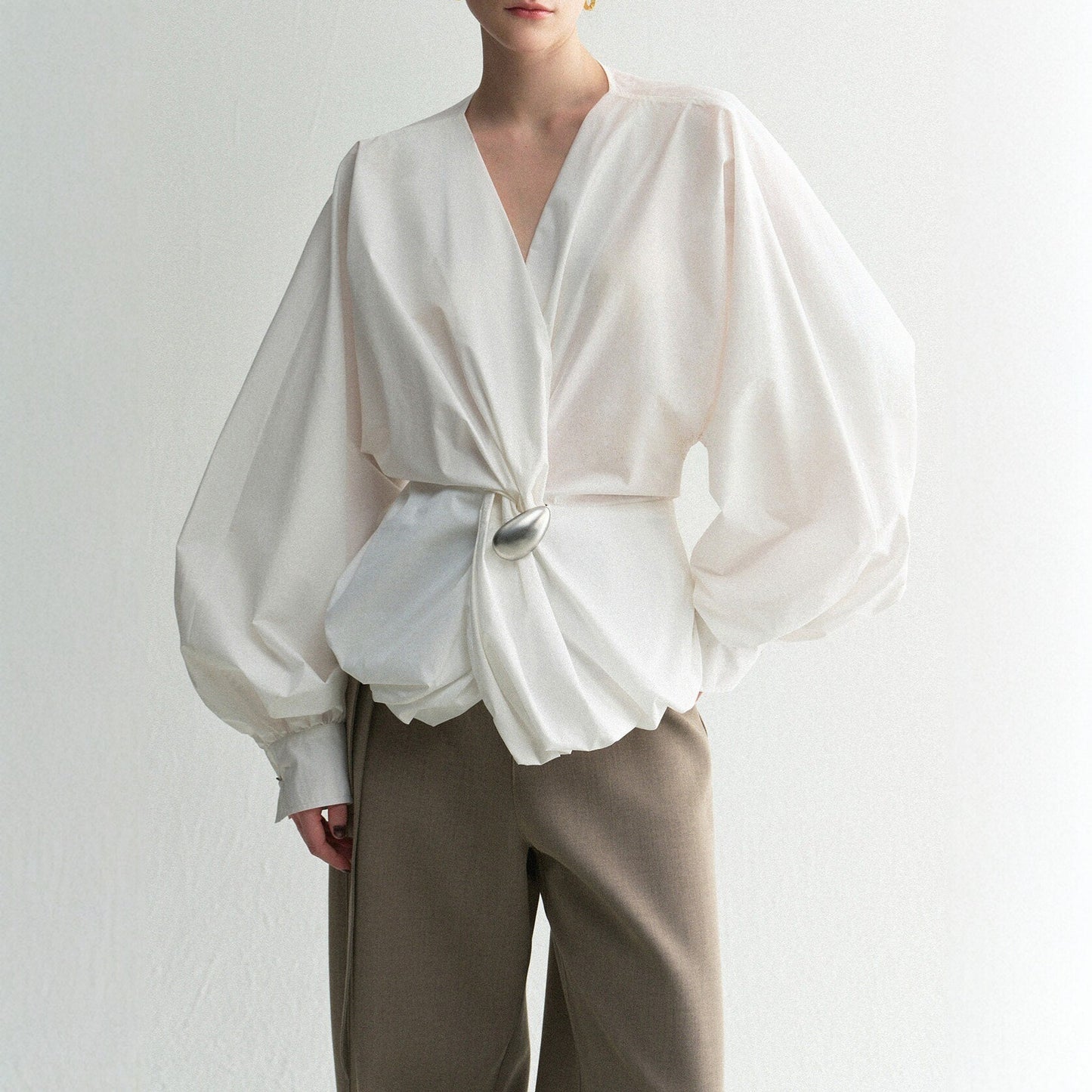 Spring Top Cotton Blend Asymmetrical Knot Design