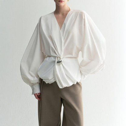 Spring Top Cotton Blend Asymmetrical Knot Design