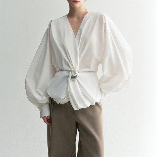 Spring Top Cotton Blend Asymmetrical Knot Design