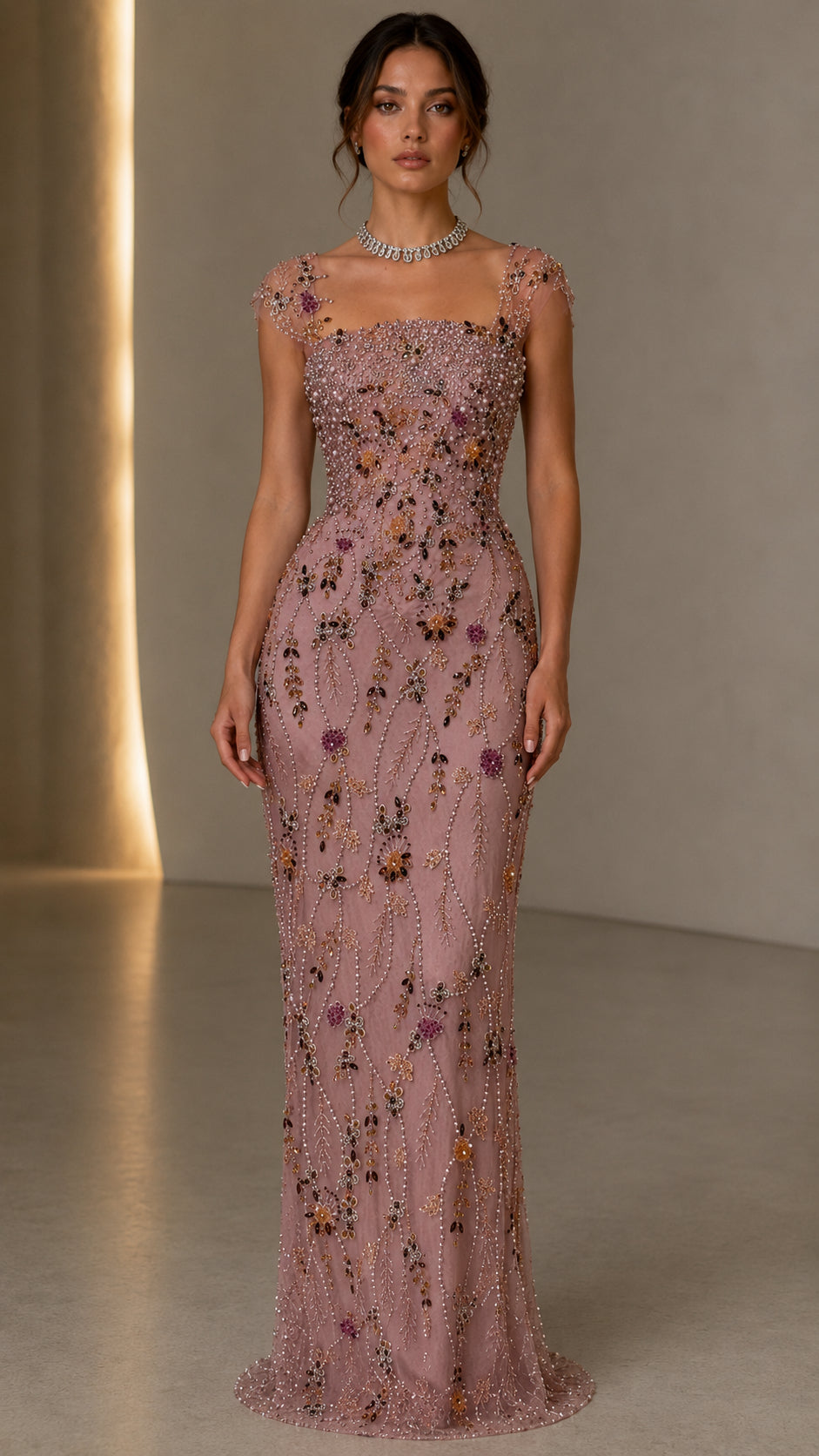 Celestia Beaded Evening Gown