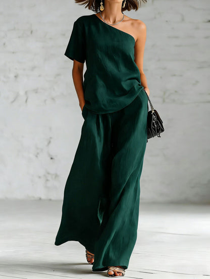 Fashion Top And Wide-leg Pants Casual Set