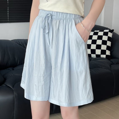 Ice-silk Quick-drying Textured Loose Casual Pleated Shorts