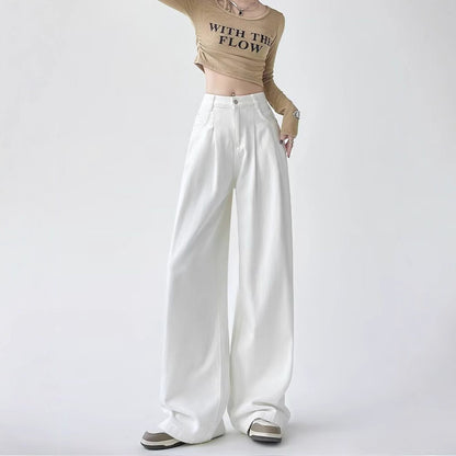Women's White Wide-leg Straight Jeans