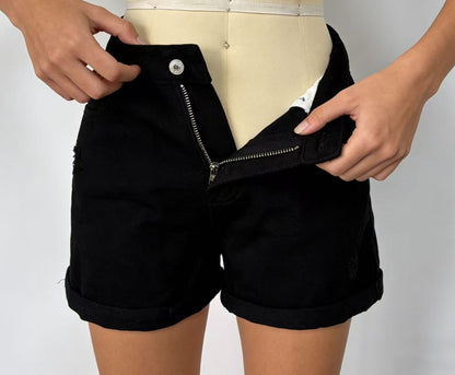 Casual Retro Distressed Womens Denim Shorts