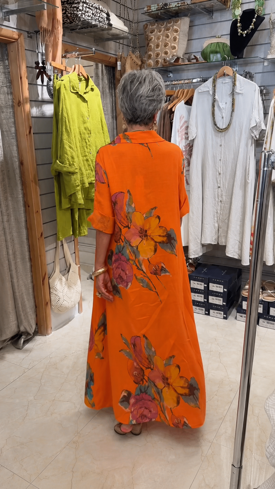 Watercolor Floral Button-Down Maxi Shirt Dress