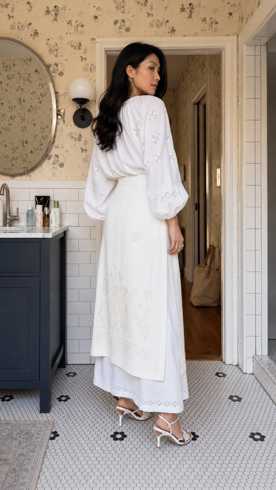 Boho Embroidered Peasant Blouse & Layered Maxi Skirt Set