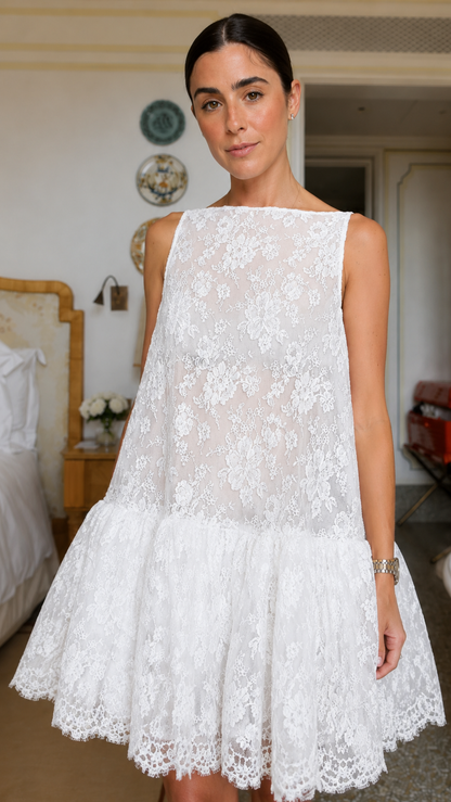 Floral Lace Ruffle Mini Dress