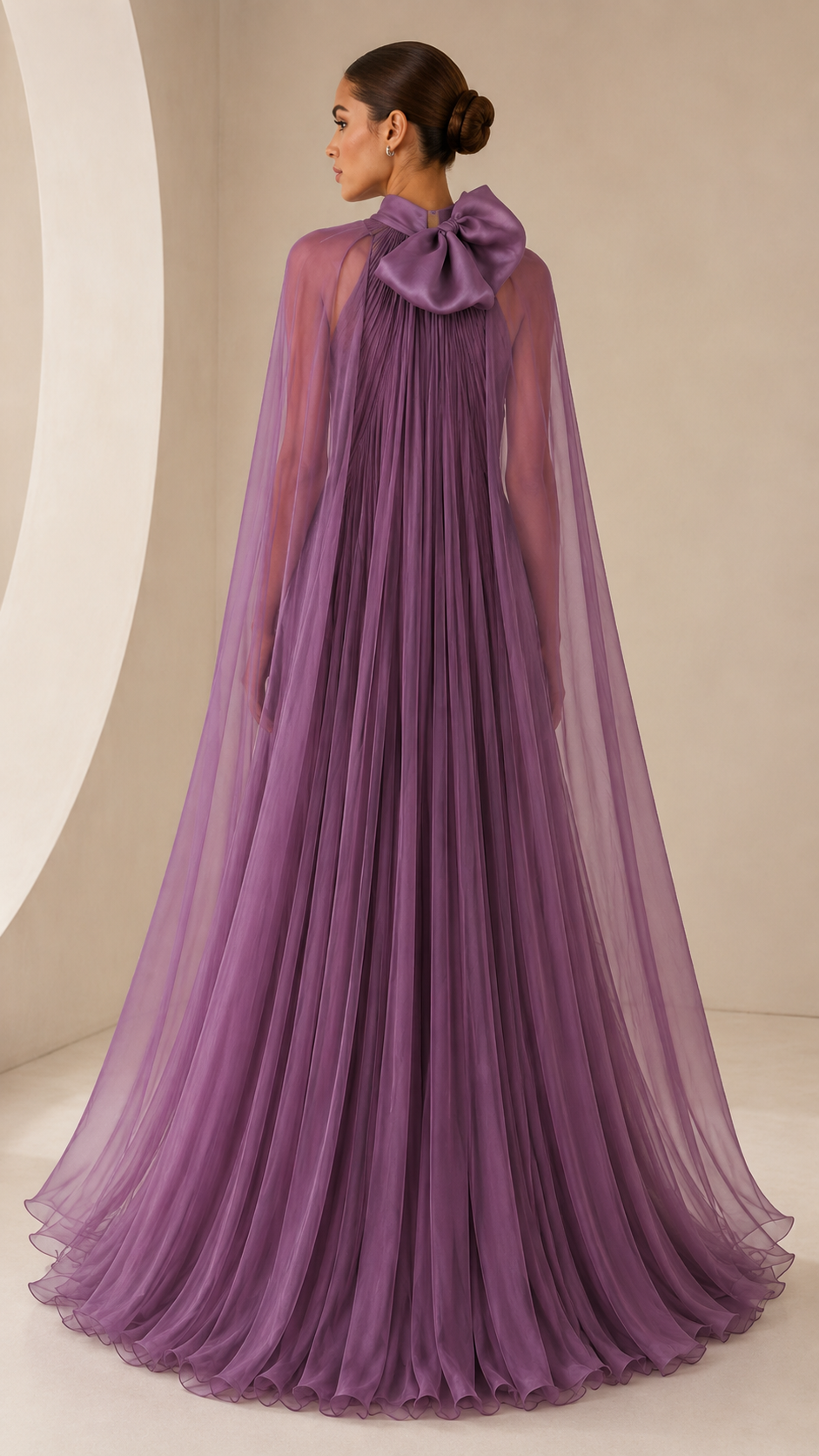 Purple Chiffon Halter Neck Gown Elegant Formal Evening Dress