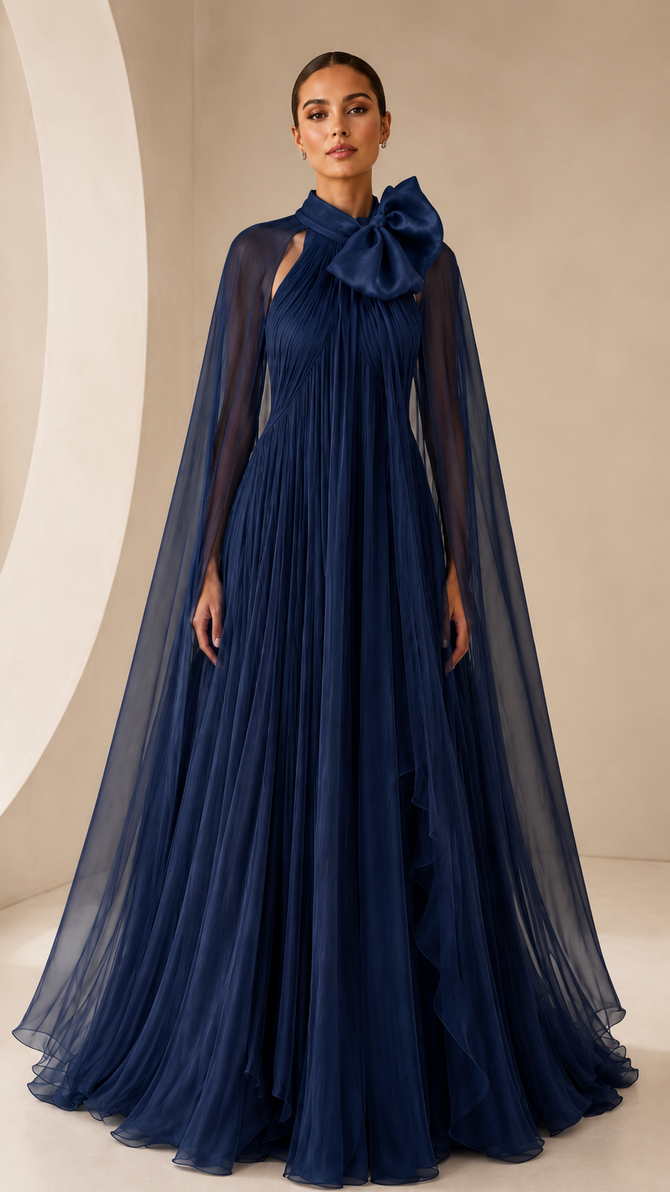 Purple Chiffon Halter Neck Gown Elegant Formal Evening Dress