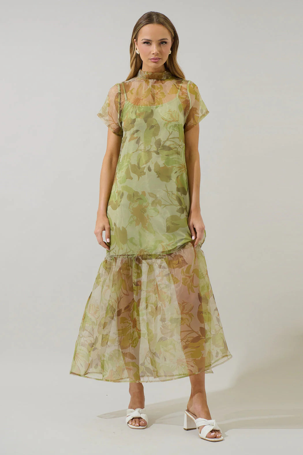 Floral Dime Organza Maxi Dress