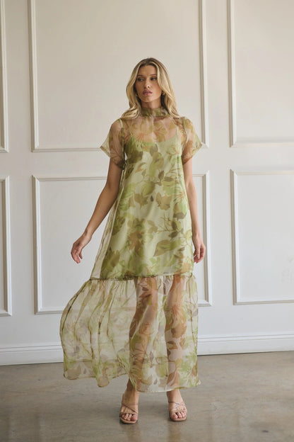 Floral Dime Organza Maxi Dress