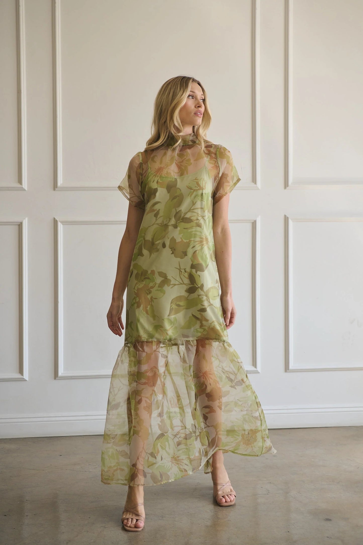 Floral Dime Organza Maxi Dress