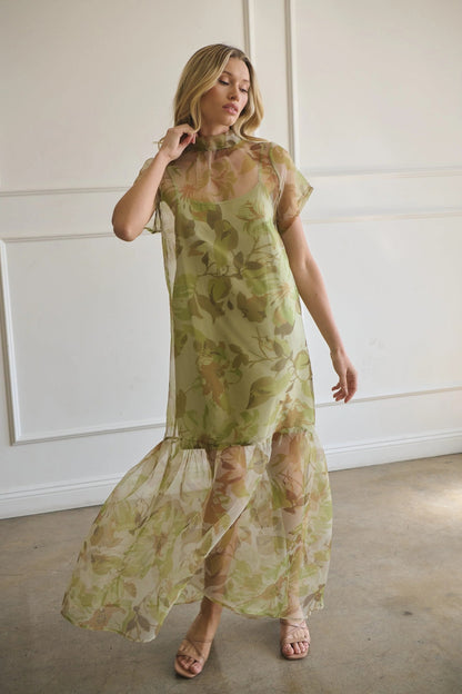 Floral Dime Organza Maxi Dress