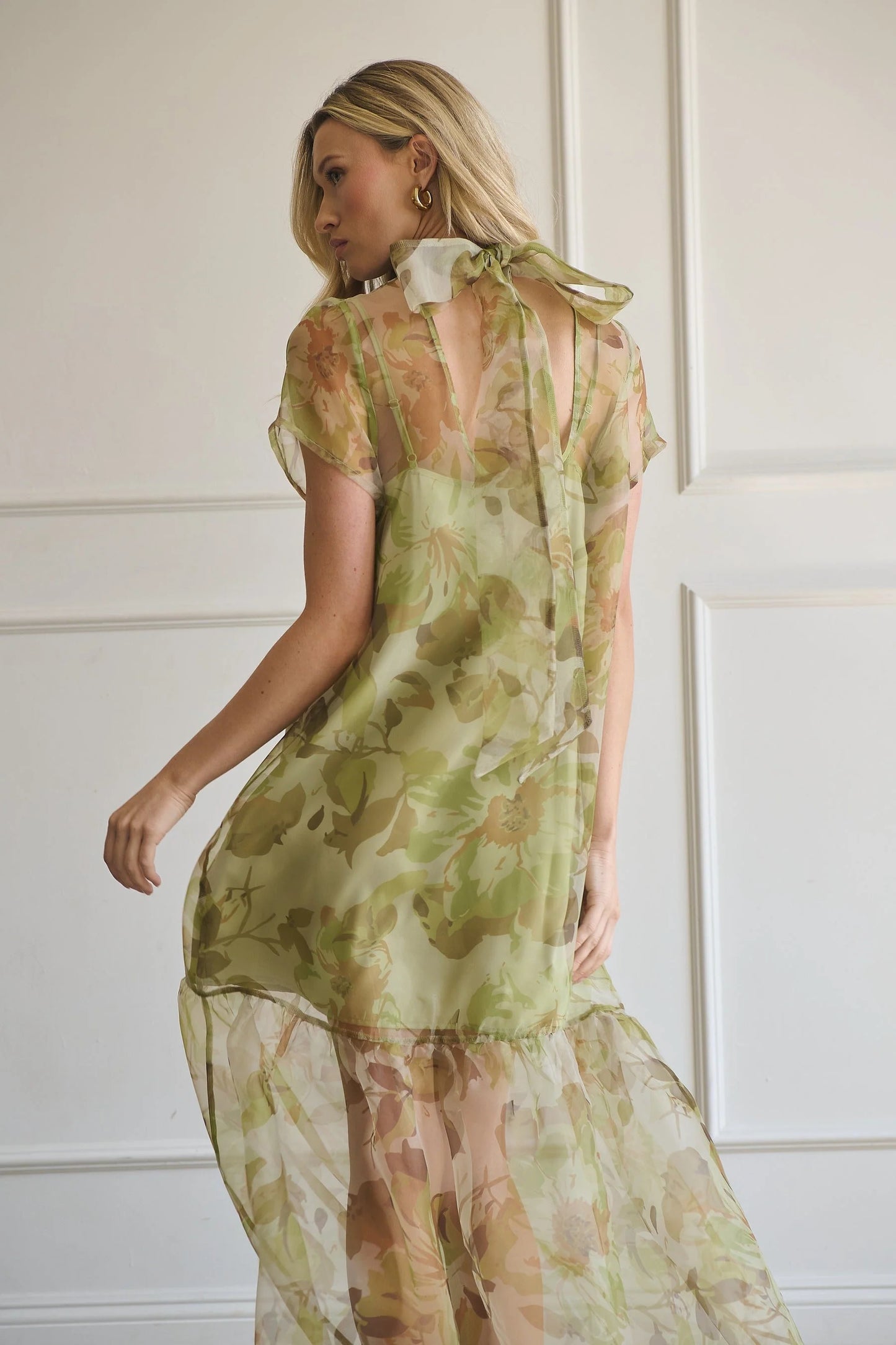 Floral Dime Organza Maxi Dress