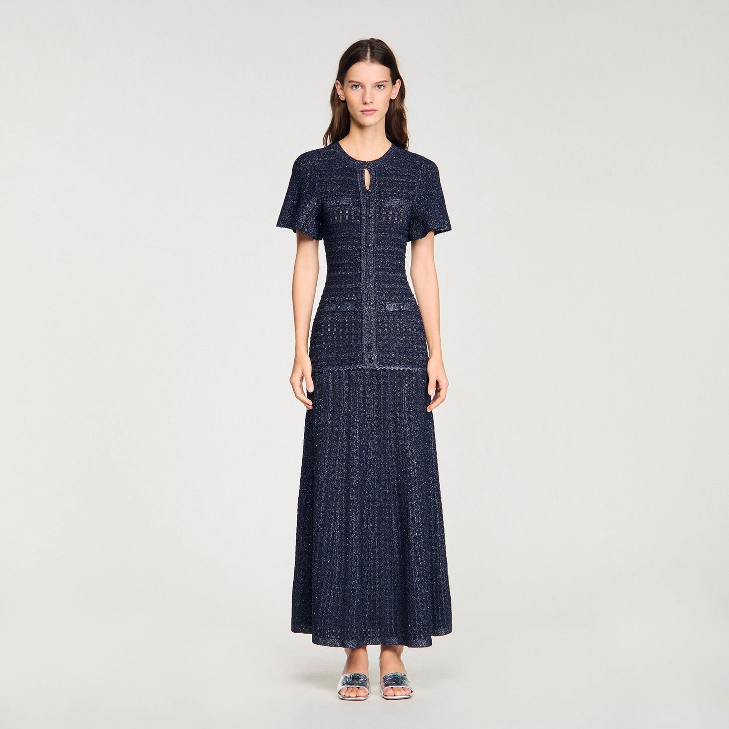 Rhinestone knit maxi dress