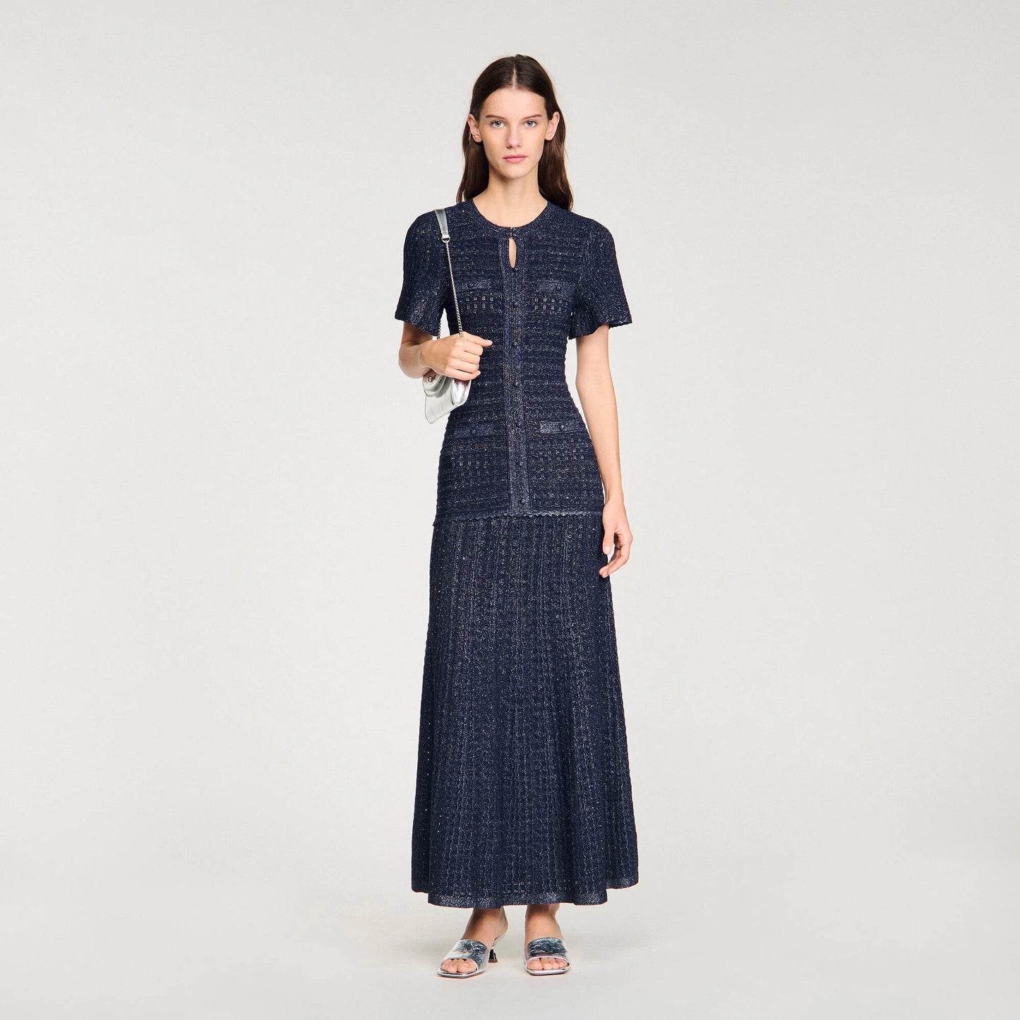 Rhinestone knit maxi dress
