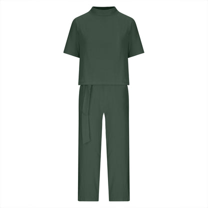 Round-neck Plus-size Womens Casual Two-piece Set, Trendy For Women