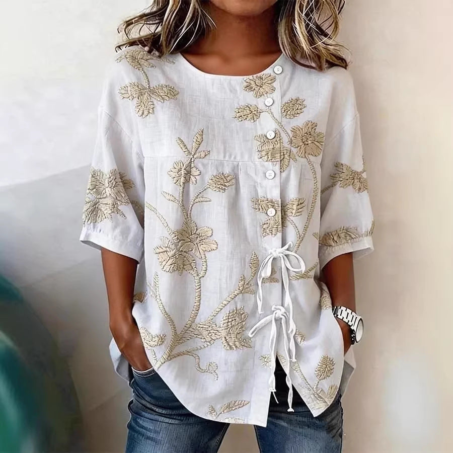 Women's Casual And Versatile Floral 3D Printed Top