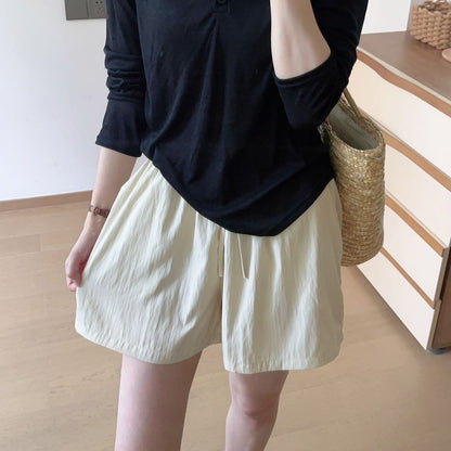 Ice-silk Quick-drying Textured Loose Casual Pleated Shorts