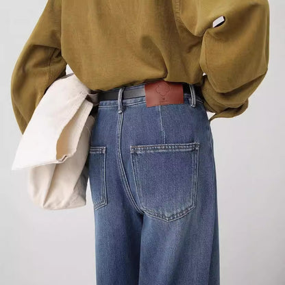 Women's Fashion High-Waist Straight-Leg Wide-Leg Jeans