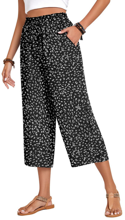 Loose-fitting Casual Wide-leg Pants With Pockets And A High Waist