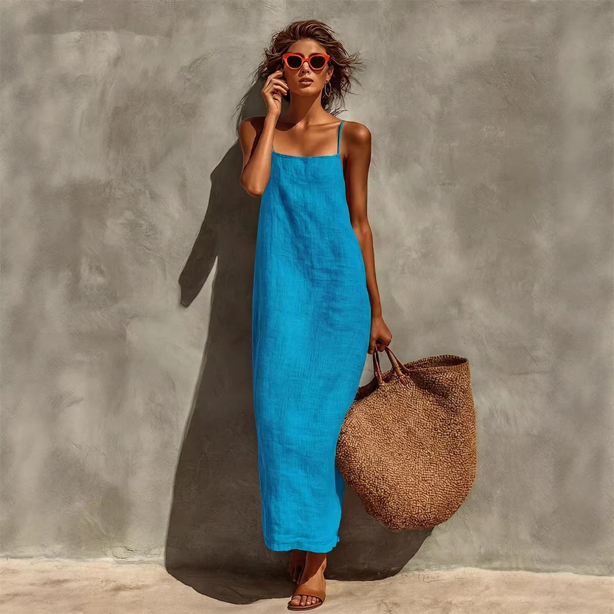 Strapless Square-neckline Resort-style Dress